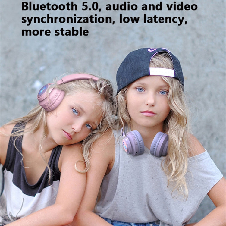 BT06C+ Children Head-mounted Cute Wireless Bluetooth Headset with Microphone & LED Light(Purple) - Apple Accessories by buy2fix | Online Shopping UK | buy2fix