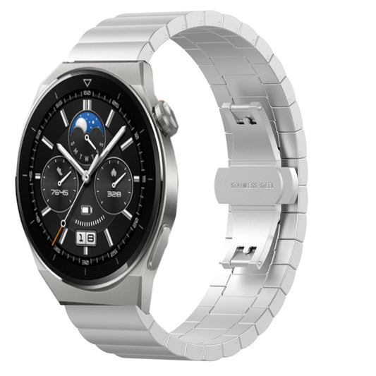 For Huawei Watch GT 3 Pro 43mm 20mm One Bead Butterfly Buckle Metal Steel Watch Band(Silver) - Smart Wear by buy2fix | Online Shopping UK | buy2fix