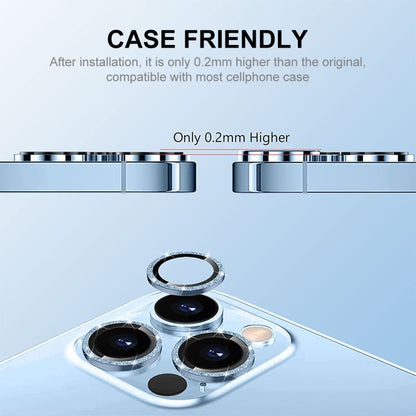 For iPhone 14 Pro / 14 Pro Max ENKAY Glitter Rear Lens Aluminium Alloy Tempered Glass Film(Silver) - iPhone 14 Pro Max Tempered Glass by ENKAY | Online Shopping UK | buy2fix