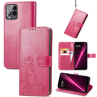 For T-Mobile Revvl 6 Pro 5G Four-leaf Clasp Embossed Buckle Leather Phone Case(Magenta) - More Brand by buy2fix | Online Shopping UK | buy2fix