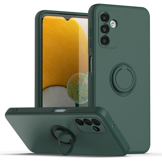 Ring Kickstand Silicone Phone Case For Samsung Galaxy A14 5G(Army Green) - Galaxy Phone Cases by buy2fix | Online Shopping UK | buy2fix