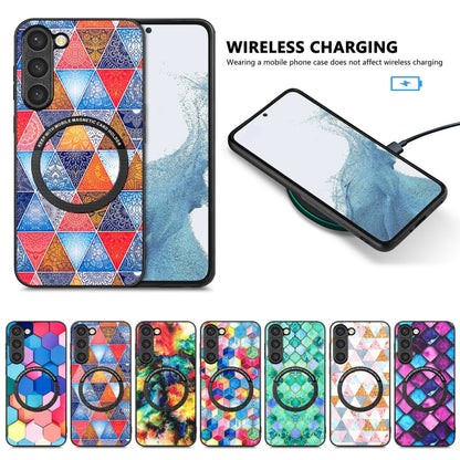 For Samsung Galaxy S23+ 5G Colored Drawing Leather Back Cover Magsafe Phone Case(Rhombus Mandala) - Galaxy S23+ 5G Cases by buy2fix | Online Shopping UK | buy2fix