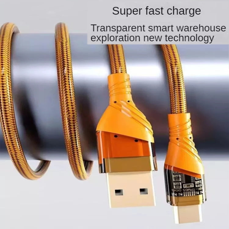 65W USB-C / Type-C to Type-C Transparent Fast Charging Data Cable, Length: 1m(Orange) -  by buy2fix | Online Shopping UK | buy2fix