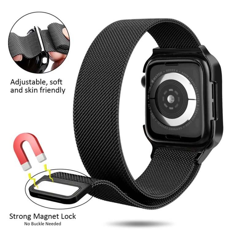 Milanese Loop Magnetic Stainless Steel Watch Band With Frame for Apple Watch Series 4 / 5 40mm(Black) - Smart Wear by buy2fix | Online Shopping UK | buy2fix