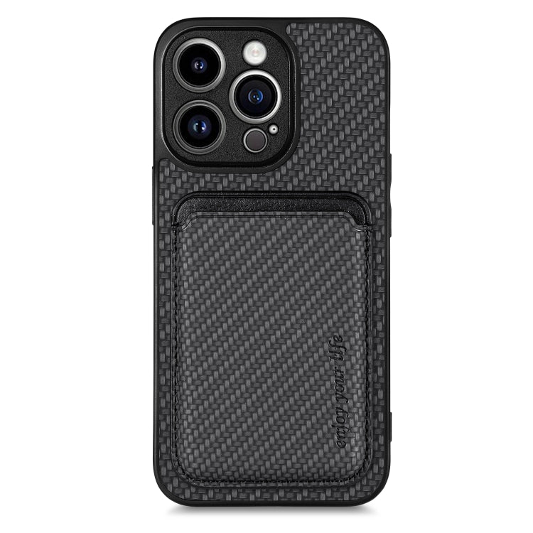 For iPhone 13 Pro Max Carbon Fiber Leather Card Magsafe Magnetic Phone Case(Black) - iPhone 13 Pro Max Cases by buy2fix | Online Shopping UK | buy2fix