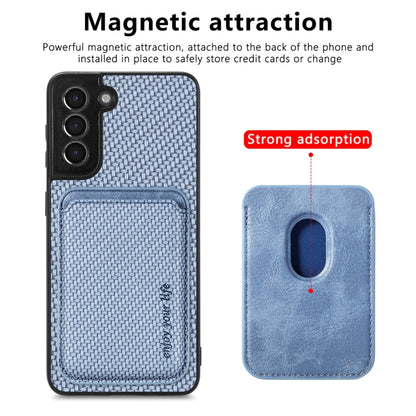 For Samsung Galaxy S21 5G Carbon Fiber Leather Card Magsafe Magnetic Phone Case(Blue) - Galaxy S21 5G Cases by buy2fix | Online Shopping UK | buy2fix