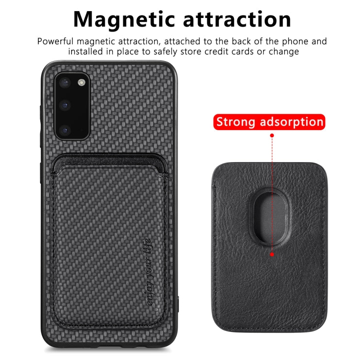 For Samsung Galaxy S20 Carbon Fiber Leather Card Magsafe Magnetic Phone Case(Black) - Galaxy Phone Cases by buy2fix | Online Shopping UK | buy2fix