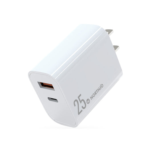 NORTHJO NOPD2502 PD 25W USB-C/Type-C + QC 3.0 USB Dual Ports Fast Charger, Plug Type:US Plug(White) - USB Charger by NORTHJO | Online Shopping UK | buy2fix