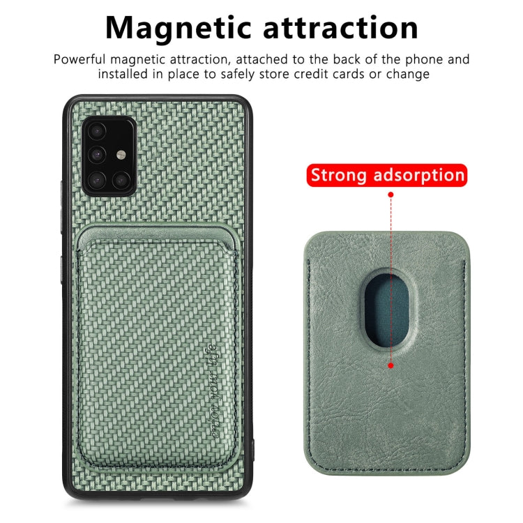 For Samsung Galaxy A51 5G Carbon Fiber Leather Card Magsafe Magnetic Phone Case(Green) - Galaxy Phone Cases by buy2fix | Online Shopping UK | buy2fix