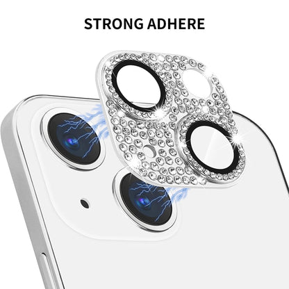 For iPhone 14 / 14 Plus ENKAY Hat-Prince Blink Diamond Camera Lens Aluminium Alloy Tempered Glass Film(Silver) - iPhone 14 Tempered Glass by ENKAY | Online Shopping UK | buy2fix