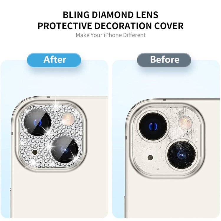 For iPhone 14 / 14 Plus ENKAY Hat-Prince Blink Diamond Camera Lens Aluminium Alloy Tempered Glass Film(Golden) - iPhone 14 Tempered Glass by ENKAY | Online Shopping UK | buy2fix