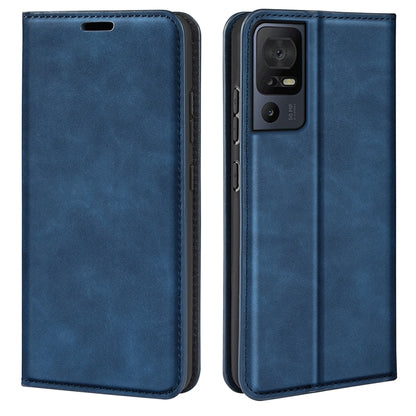 For TCL 40 SE Retro-skin  Magnetic Suction Leather Phone Case(Dark Blue) - More Brand by buy2fix | Online Shopping UK | buy2fix