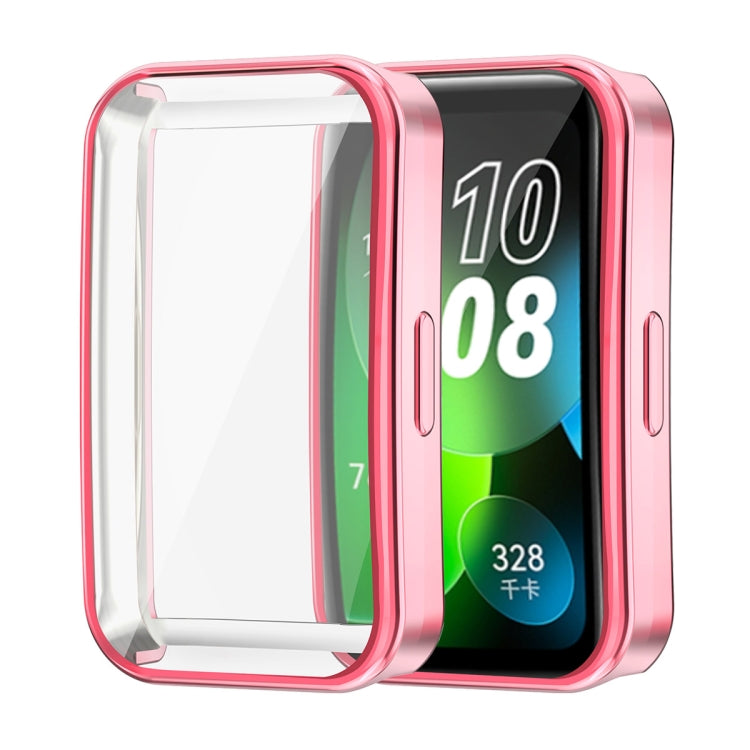 For Huawei Band 8 / 9 ENKAY Hat-Prince Full Coverage Electroplated Soft TPU Watch Case with Screen Protection(Pink) - Watch Cases by ENKAY | Online Shopping UK | buy2fix