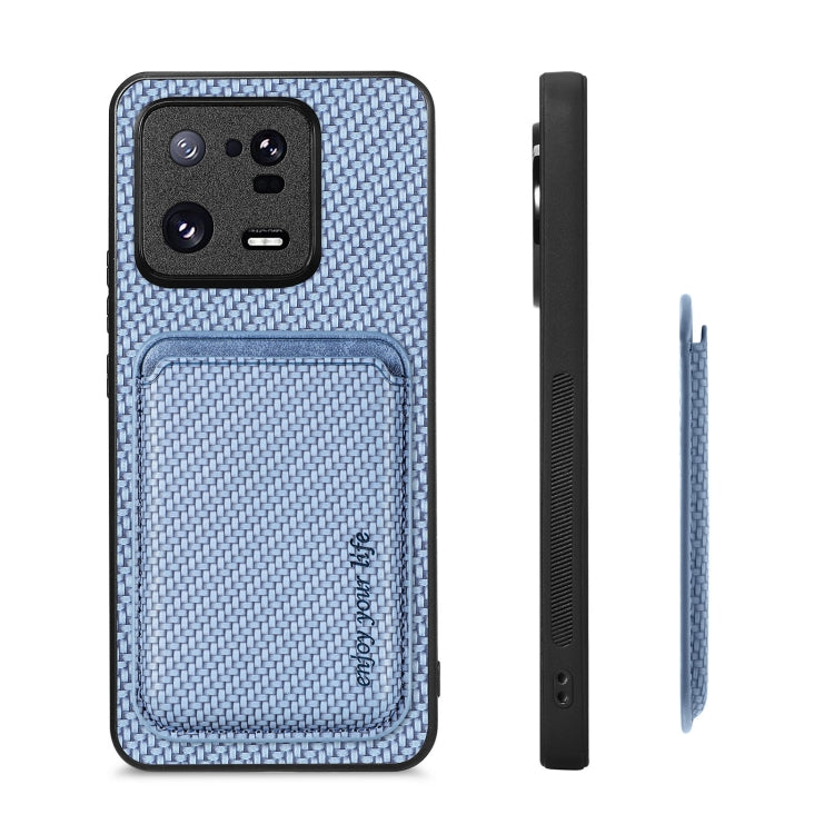 For Xiaomi 13 Pro Carbon Fiber Leather Card Magsafe Phone Case(Blue) - 13 Pro Cases by buy2fix | Online Shopping UK | buy2fix