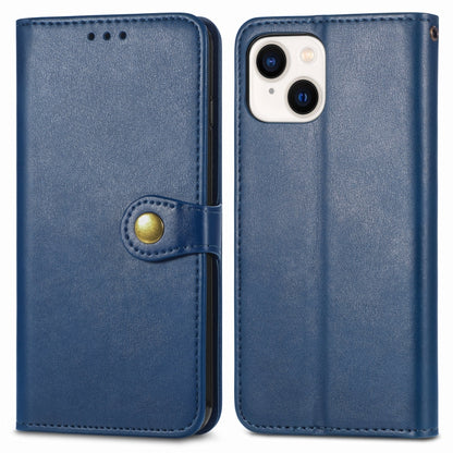 For  iPhone 15 Pro Retro Solid Color Buckle Leather Phone Case(Blue) - iPhone 15 Pro Cases by buy2fix | Online Shopping UK | buy2fix