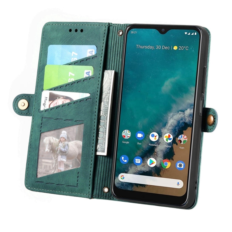 For Nokia G50 5G Geometric Zipper Wallet Side Buckle Leather Phone Case(Green) - Nokia Cases by buy2fix | Online Shopping UK | buy2fix