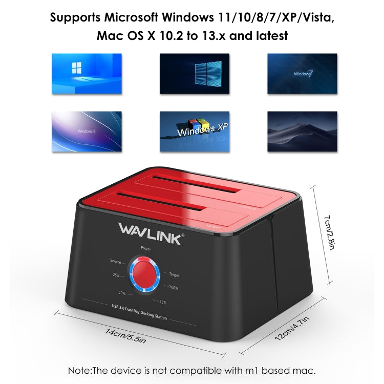 Wavlink ST334U SSD Dual Bay External Hard Drive Docking Station USB 3.0 to SATA I/II/III(UK Plug) - External Hard Drives by buy2fix | Online Shopping UK | buy2fix