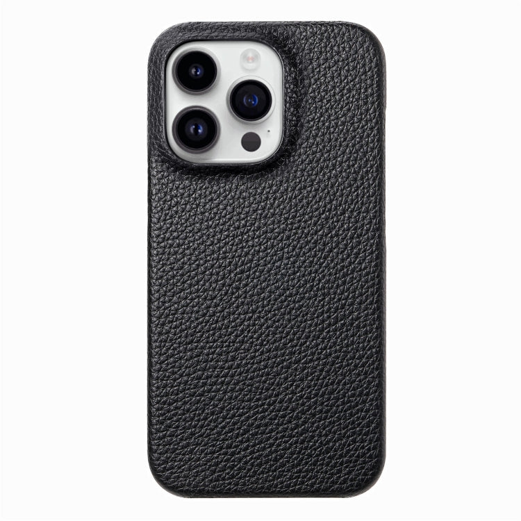 For iPhone 15 Pro Max Litchi Oil Edge Leather Back Phone Case(Black) - iPhone 15 Pro Max Cases by buy2fix | Online Shopping UK | buy2fix