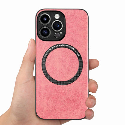 For iPhone 15 Pro Max Solid Color Leather Skin Back Phone Case(Pink) - iPhone 15 Pro Max Cases by buy2fix | Online Shopping UK | buy2fix