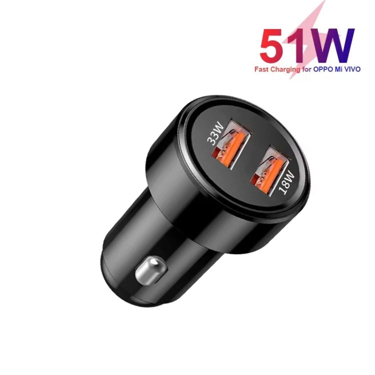 51W Dual Port QC3.0 USB 33W + 18W Fully Compatible Car Charger(Black) - Car Charger by buy2fix | Online Shopping UK | buy2fix