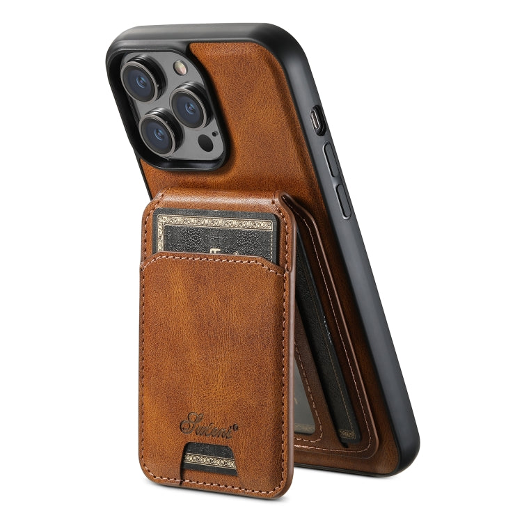 For iPhone 15 Suteni H15 MagSafe Oil Eax Leather Detachable Wallet Back Phone Case(Brown) - iPhone 15 Cases by Suteni | Online Shopping UK | buy2fix