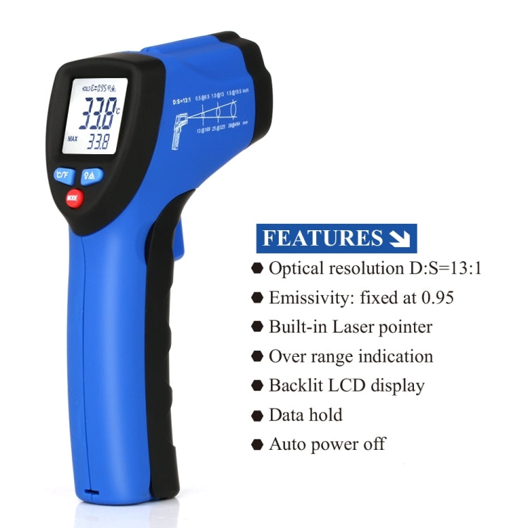 FLUS IR-801H -50～350℃Laser Infrared  Mini Handheld Portable Digital Electronic Outdoor Non-contact Thermometer - Thermostat & Thermometer by FLUS | Online Shopping UK | buy2fix