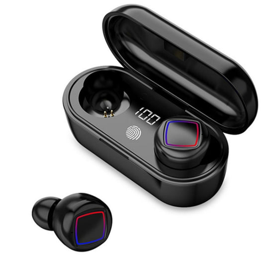 TWS Fingerprint Touch Bluetooth Headset LED Battery Display With Charging Bin(Black) - TWS Earphone by buy2fix | Online Shopping UK | buy2fix