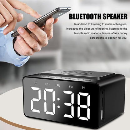 AEC BT508 Wireless Charging Bluetooth Speaker LED Alarm Clock Power Bank Three-In-One Speaker - Desktop Speaker by AEC | Online Shopping UK | buy2fix