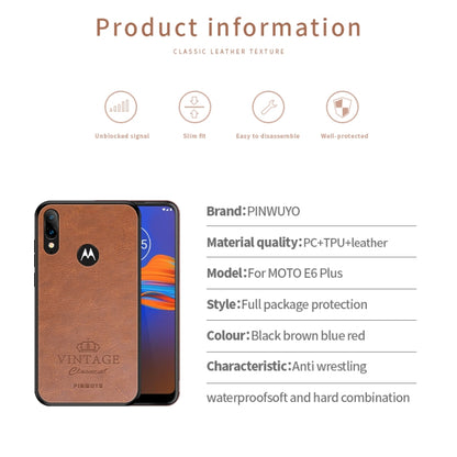 For MOTO E6 plus PINWUYO Pin Rui Series Classical Leather, PC + TPU + PU Leather Waterproof And Anti-fall All-inclusive Protective Shell(Blue) - Motorola Cases by PINWUYO | Online Shopping UK | buy2fix