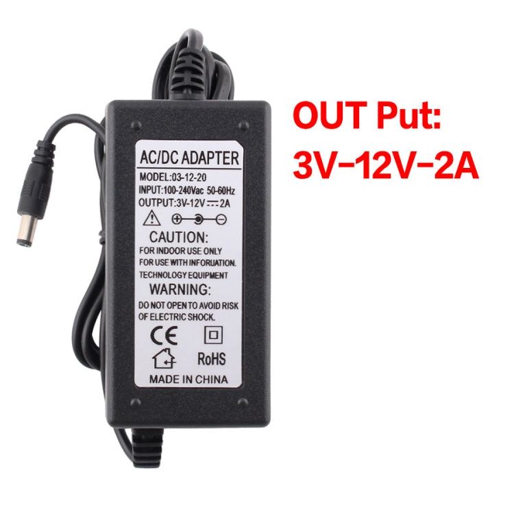 3V-12V 2A AC To DC Adjustable Voltage Power Adapter Universal Power Supply Display Screen Power Switching Charger, Plug Type:EU - Power Supplies by buy2fix | Online Shopping UK | buy2fix
