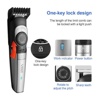 VGR V-088 5W USB Stylish Man Stylish Sharp Tool Hair Clipper with Multi-size Fine Adjustment - Hair Trimmer by VGR | Online Shopping UK | buy2fix