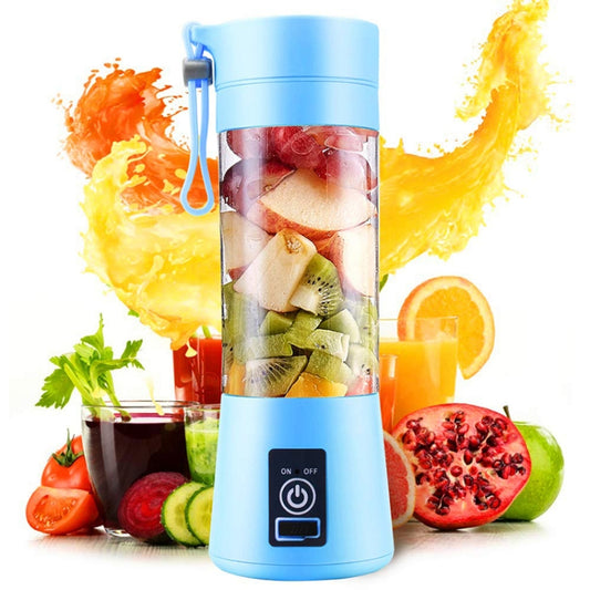 USB Rechargeable Electric Automatic Vegetable Fruit Citrus Orange Juice Maker Cup Mixer Bottle (380ML 2 Blender)(2 Blades  Blue) - Home & Garden by buy2fix | Online Shopping UK | buy2fix