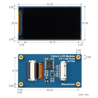 Waveshare 1.9inch 262K Colors 170x320 LCD Display Module for Raspberry Pi Pico, SPI Interface, 23822 - LCD & LED Display Module by Waveshare | Online Shopping UK | buy2fix