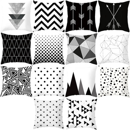 2 PCS Black and White Simple and Modern Geometric Abstract Decorative Pillowcases Polyester Throw Pillow Case(8) - Home & Garden by buy2fix | Online Shopping UK | buy2fix