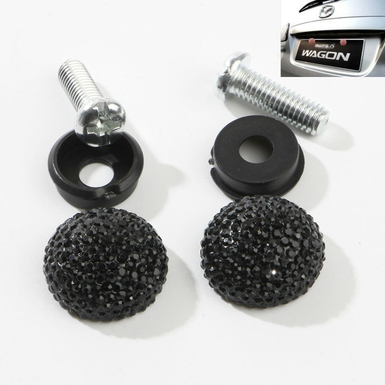 Car License Plate Modification Screw Cap Diamond-encrusted Solid Seal Anti-theft Screws(Black) - License Plate Covers & Frames by buy2fix | Online Shopping UK | buy2fix