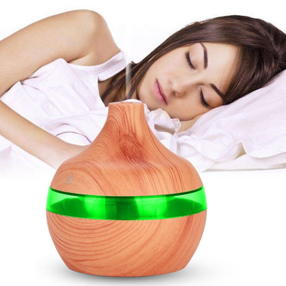 300ML Waterdrop Shape USB Wood Grain Aromatherapy Air Purifier Mute Humidifier, Color: Deep Wood Grain - Home & Garden by buy2fix | Online Shopping UK | buy2fix