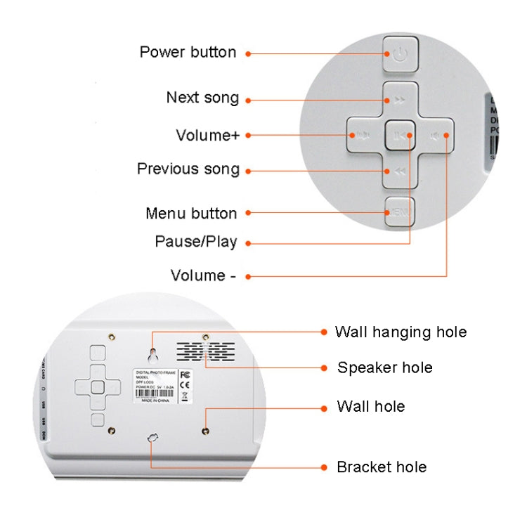 DPF-706 7 inch Digital Photo Frame LED Wall Mounted Advertising Machine, Plug:AU Plug(White) - Consumer Electronics by buy2fix | Online Shopping UK | buy2fix