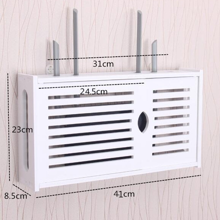 Wifi Router Box PVC Wall-mounted Shelf Hanging Board Bracket Storage Box, Size:41x23x8.5cm(Shutter) - Home & Garden by buy2fix | Online Shopping UK | buy2fix