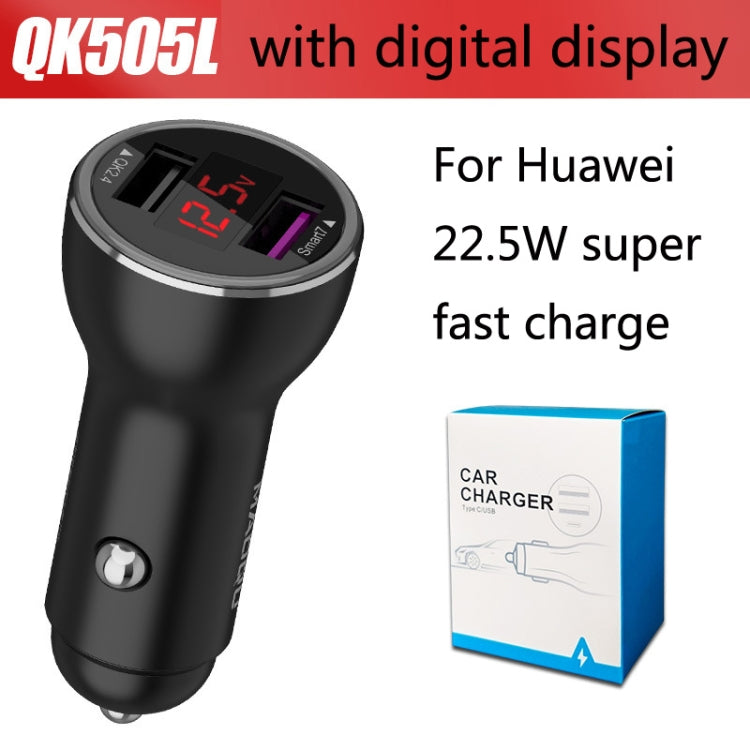 QIAKEY QK505L Dual Ports Fast Charge Car Charger(Black) - Car Charger by QIAKEY | Online Shopping UK | buy2fix