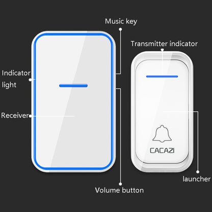 CACAZI A68-2 One to Two Wireless Remote Control Electronic Doorbell Home Smart Digital Wireless Doorbell, Style:UK Plug(White) - Wireless Doorbell by CACAZI | Online Shopping UK | buy2fix