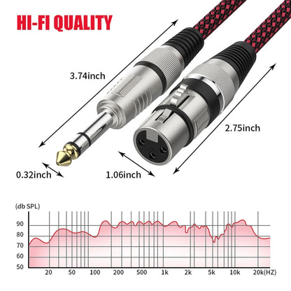 1.8m Red and Black Net TRS 6.35mm Male To Caron Female Microphone XLR Balance Cable -  by buy2fix | Online Shopping UK | buy2fix