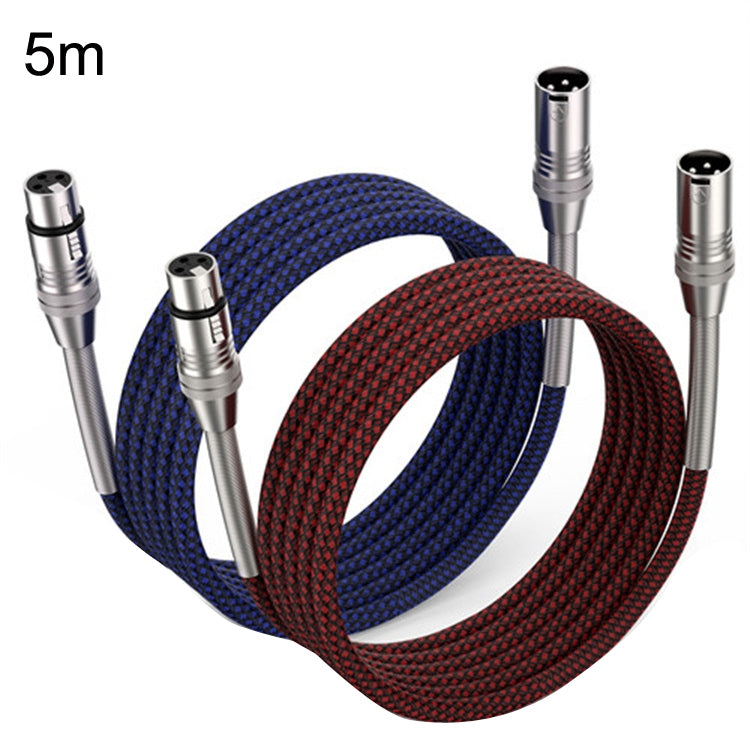 2pcs LHD010 Caron Male To Female XLR Dual Card Microphone Cable Audio Cable 5m(Red + Blue) - Consumer Electronics by buy2fix | Online Shopping UK | buy2fix