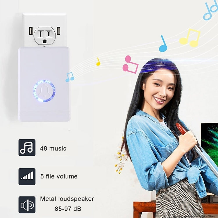 Villa Home Remote Doorbell 48 Classic Music Smart Wireless Doorbell, US Plug - Security by buy2fix | Online Shopping UK | buy2fix