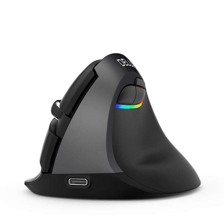 DELUX M618Mini Colorful Wireless Luminous Vertical Mouse Bluetooth Rechargeable Vertical Mouse(Classic black) - Wireless Mice by DELUX | Online Shopping UK | buy2fix