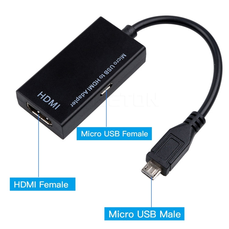 Micro USB To HDMI Female Adapter Cable 1080P HD for MHL Device HDTV Adapters For Samsung / Huawei - Mobile Accessories by buy2fix | Online Shopping UK | buy2fix