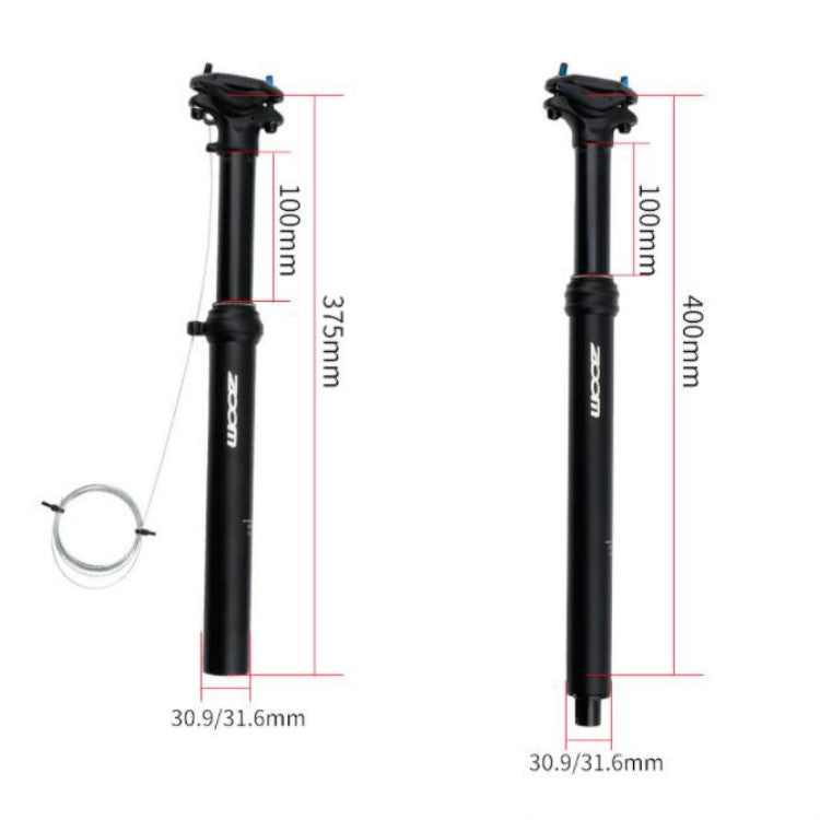 ZOOM Bicycle Wire-Controlled Hydraulic Lift Seat Tube Mountain Bike Seatpost, Size:30.9mm, Specification:400mm Internal Routing - Outdoor & Sports by ZOOM | Online Shopping UK | buy2fix