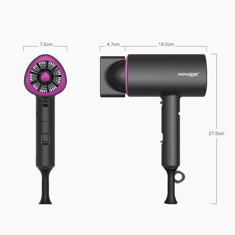 Mingge T1 T Style 1800W High-power Cold Hot Air Wind Fast Drying Folding Hair Dryer, Plug Type:EU Plug(Gray) - Home & Garden by buy2fix | Online Shopping UK | buy2fix