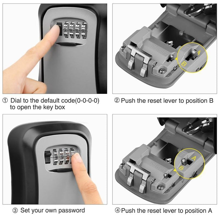 HG2 Arc Wall Mounted Password Key Box(Black) - Security by buy2fix | Online Shopping UK | buy2fix