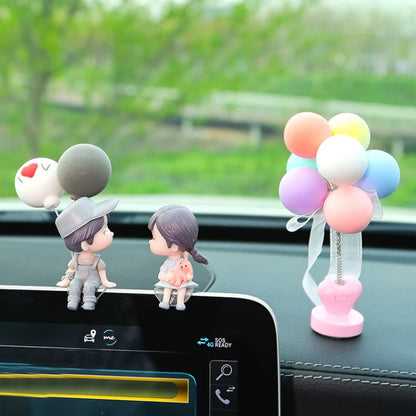 In Car Ornament Lovely Kissing Couple Doll, Colour:Gray Couple Balloon+Spring Balloon - In Car by buy2fix | Online Shopping UK | buy2fix