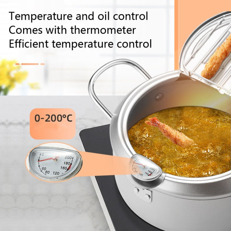 20cm Fryer Pot Household Non-Stick Pan Temperature Control Mini Frying Pot(Olive Green) - Home & Garden by buy2fix | Online Shopping UK | buy2fix